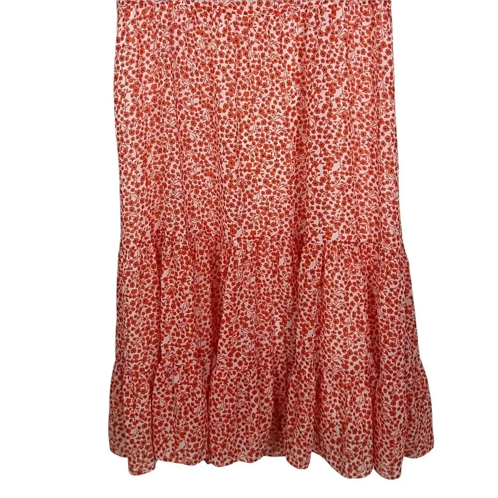NWT J. Crew Red/Orange Floral Print Short Sleeve Ruffle Dress Size 10